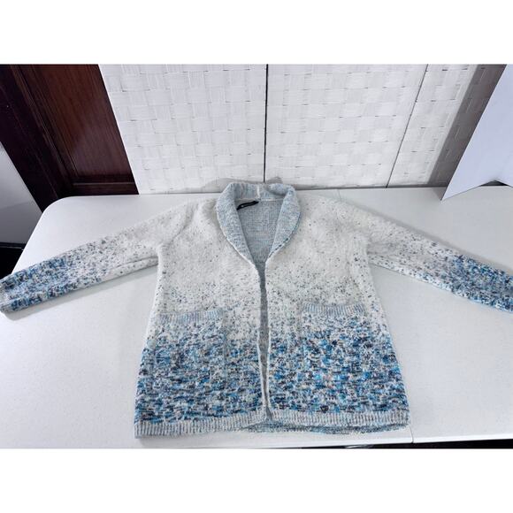 "RENEE C." Sweater Blazer Open Front Long SZ L USA Fuzzy Very Soft Quiet Luxury - Picture 4 of 8